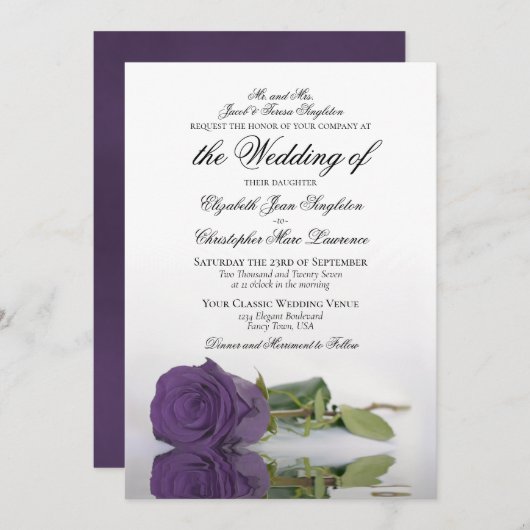 Invitation Élégant Améthyste Rose violet Mariage officiel (Devant / Derrière)