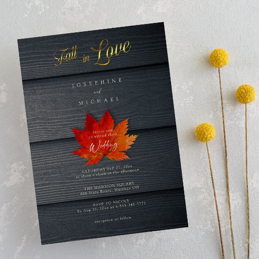 Invitation Élégant amour d'automne | Mariage de automne de sc