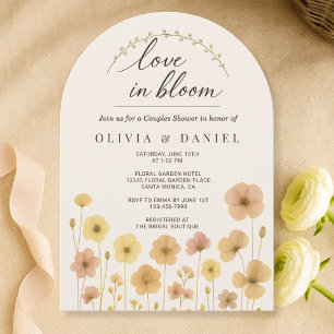 Invitation Élégant Amour en Fleur Baño de Couples Bohème