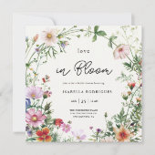 Invitation Élégant amour Fleur sauvage dans la Fête des marié (Devant)