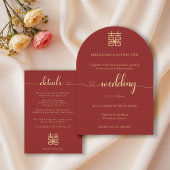 Invitation Élégant amoureux chinois moderne Mariage rouge chi