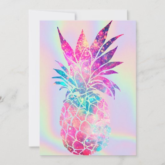 Invitation Élégant ananas à Parties scintillant holographique (Dos)
