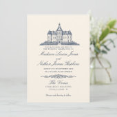 Invitation Élégant Ancien Château Manor Mariage (Debout devant)