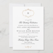 Invitation élégant ancien classique or monogramme mariage (Devant)