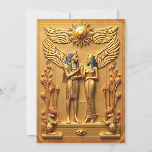 Invitation Élégant ancien Mariage d'or égyptien (Dos)