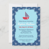 Invitation Elégant Ancre de voilier baby shower bleu nautique (Devant)