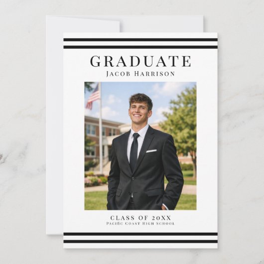 Invitation Elegant and modern Graduate Announcement Photo Car (Devant)