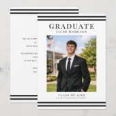 Invitation Elegant and modern Graduate Announcement Photo Car (Devant / Derrière)