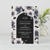 Invitation Élégant Anémone blanc noir Mariage floral (Debout devant)