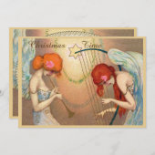 Invitation Élégant Anges & Musique Noël (Devant / Derrière)