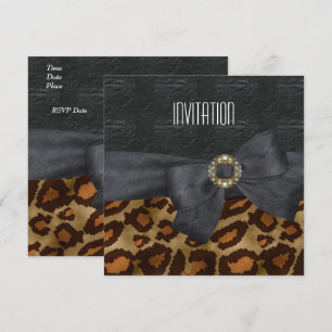 Invitation Élégant animal sauvage Black Gold Jewel