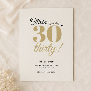 Invitation Elégant Anniversaire 30 ans Champagne Or