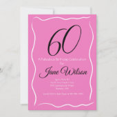 Invitation Elégant Anniversaire 60 ans Féminin Rose et Fabule (Devant)