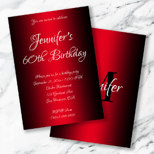 Invitation Elégant Anniversaire 60 ans ombré noir et rouge