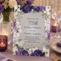 Elégant Anniversaire 75 ans Fleurs Paillettes Viol