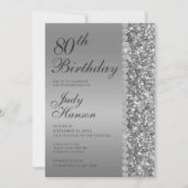 Invitation Élégant Anniversaire 80 ans Argent (Devant)