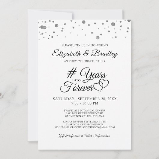 Invitation Élégant Anniversaire # ANNÉES EN FOREVER Photo (Dos)