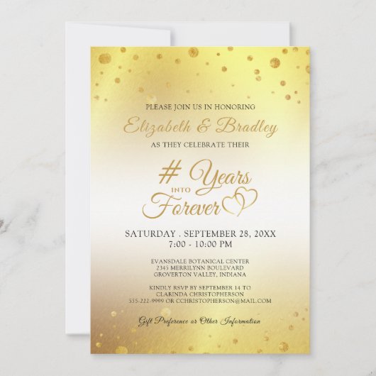 Invitation Élégant Anniversaire # ANS DANS L'ÉTERNITÉ Or (Devant)