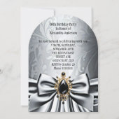 Invitation Elégant Anniversaire Argent Gris Or Black Jewel Bo (Dos)