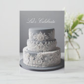 INVITATION ÉLÉGANT ANNIVERSAIRE ARGENTÉ ET BLANC (Debout devant)