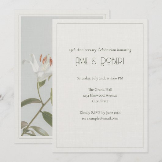 Invitation Élégant Anniversaire Art Déco (Devant / Derrière)