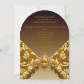 Invitation Elégant Anniversaire Beige foncé Bijou or tissu (Dos)