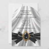 Invitation Elégant anniversaire Blanc Or Black Jewel Bow (Dos)