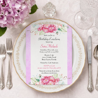 Invitation Élégant Anniversaire Botanique Rose