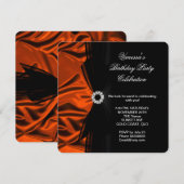 Invitation Elégant Anniversaire Brûlé Orange Soie Look Noir 2 (Devant / Derrière)