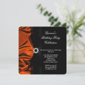 Invitation Elégant Anniversaire Brûlé Orange Soie Look Noir 2 (Debout devant)