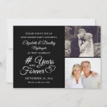 Invitation Élégant Anniversaire Coeur des années dans jamais<br><div class="desc">Célébrez n'importe quel anniversaire de mariage avec cette élégante invitation photo en noir et blanc avec un script de calligraphie design de typographie # ANNÉES DANS FOREVER pour leurs années mariées avec des coeurs liés et 2 photos (peut-être photos d'hier et d'aujourd'hui pour un souvenir mémorable). Le titre est modifiable...</div>