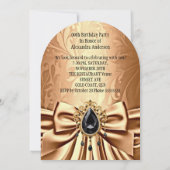 Invitation Elégant Anniversaire Cuivre Or Black Jewel Bow (Dos)