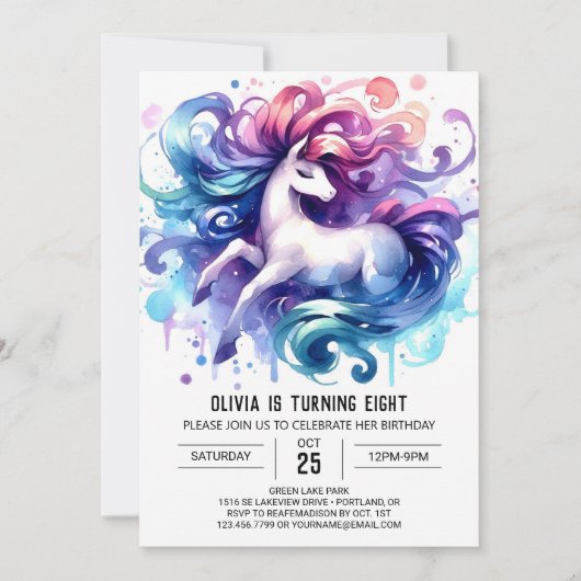 Invitation Elégant anniversaire de cheval imprimable (Devant)