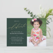 Invitation Élégant Anniversaire de enfant Sage Green Photo (Debout devant)
