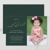 Invitation Élégant Anniversaire de enfant Sage Green Photo (Devant / Derrière)