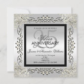 Invitation Élégant Anniversaire de Mariage de 25 Ans Argent e (Devant)