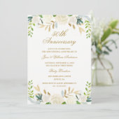 Invitation Élégant Anniversaire de Mariage Floral Aquarelle O (Debout devant)