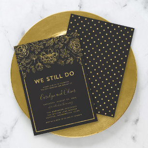 Invitation Élégant Anniversaire de Mariage Floral Or We Still