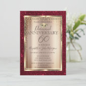 Invitation Élégant Anniversaire de Mariage Rouge Pailleté (Debout devant)