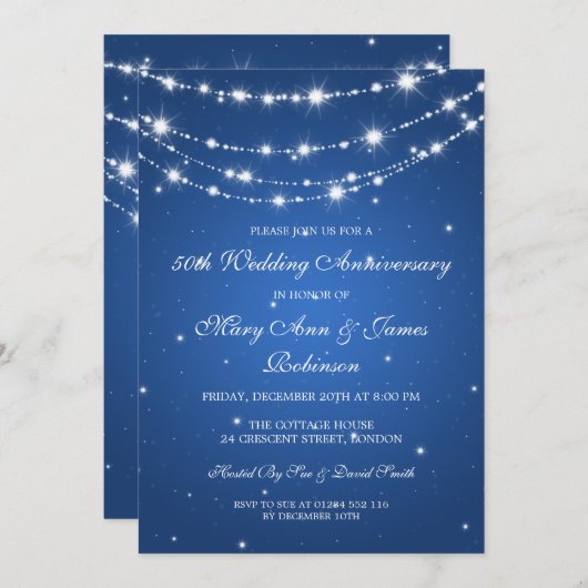 Invitation Élégant anniversaire de mariage scintillant chaîne (Devant / Derrière)