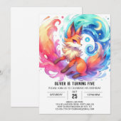 Invitation Elégant anniversaire de renard imprimable (Devant / Derrière)