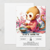 Invitation Élégant anniversaire de singe imprimable (Devant / Derrière)