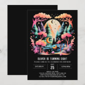 Invitation Élégant anniversaire en ligne de bois (Devant / Derrière)