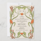 Invitation Élégant anniversaire floral Art Nouveau Vintage (Devant)