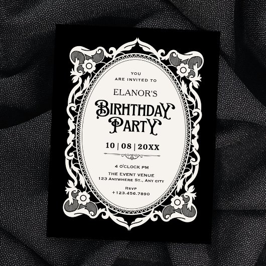Invitation élégant anniversaire gothique