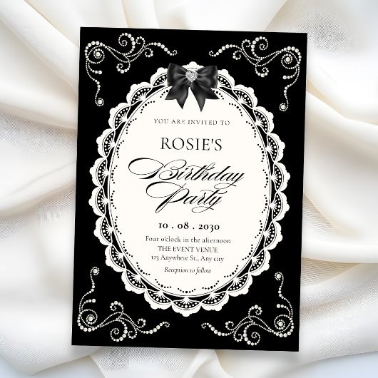 Invitation Élégant anniversaire noir