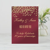 Invitation Élégant Anniversaire Or & Bourgogne (Debout devant)