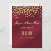 Invitation Élégant Anniversaire Or & Bourgogne (Dos)