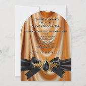 Invitation Elégant Anniversaire Or Soie Bijou Bow Noir (Dos)
