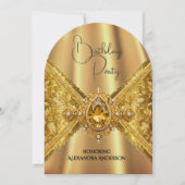 Invitation Elégant Anniversaire Ornate Gold Jewel Fabric (Devant)
